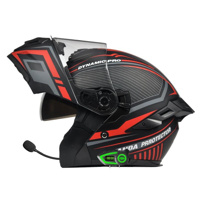 Bluetooth-Enabled Full Face Motorcycle Helmet With Flip-Up Visor 3C Certified All-Season Riding Gear Men