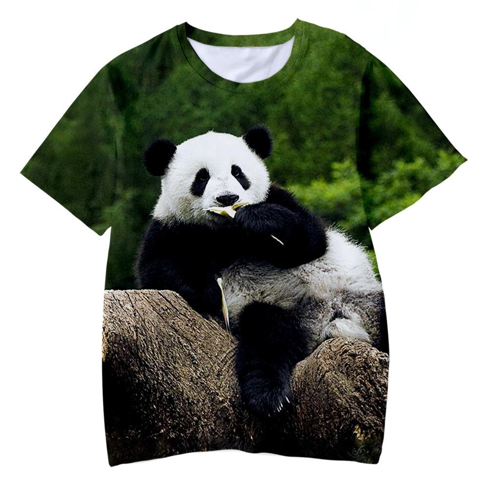 Cute Panda T-shirt Funny Animal 3D Print Men Short Sleeve T Shirts Streetwear Harajuku Y2K Tees Tops Unisex Kids Clothing
