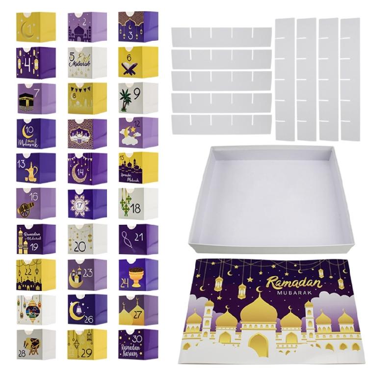 Ramadans Countdowns Calendar With 30 Fillable Boxes Ornament for Eids Mubarak Party Supplies Decorations Daily Use