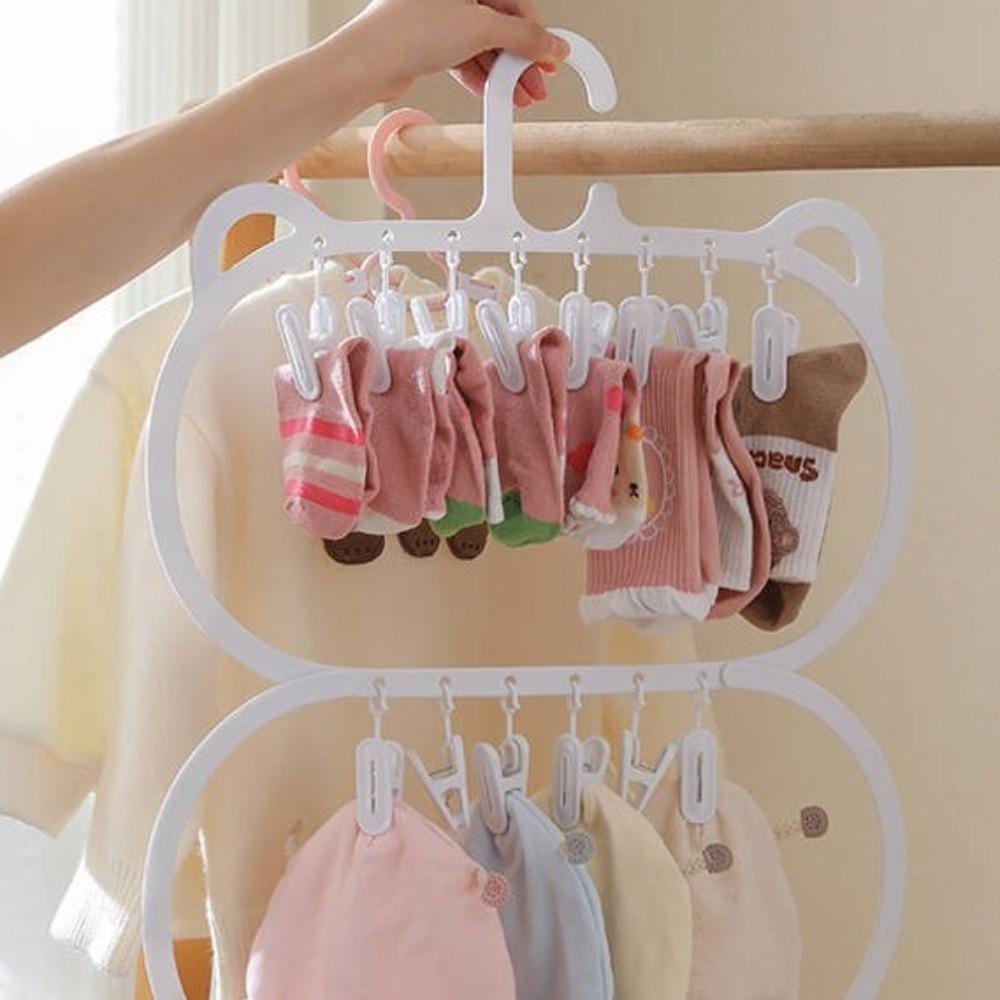 Plastic Multi-Clips Drying Hanger Oval Hanging Drying Rack Space Saving Socks Drying Hanger  Home