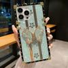 Luxury Diamond Butterfly Stand Holder Shell Pattern Square Type TPU Mobile Phone Cover Case for Samsung Galaxy S21 S22 S23 S24