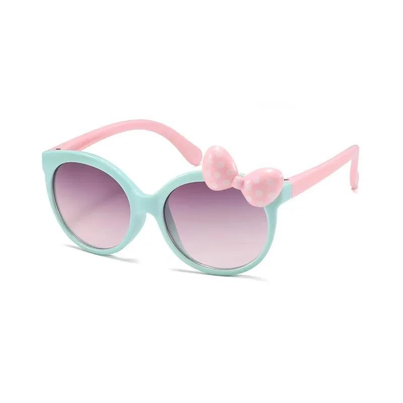 Cute Bow Sunglasses UV400 Round Frame Kids Princess Eyewear Sun Protection for Party Travel Beach Holiday Gifts