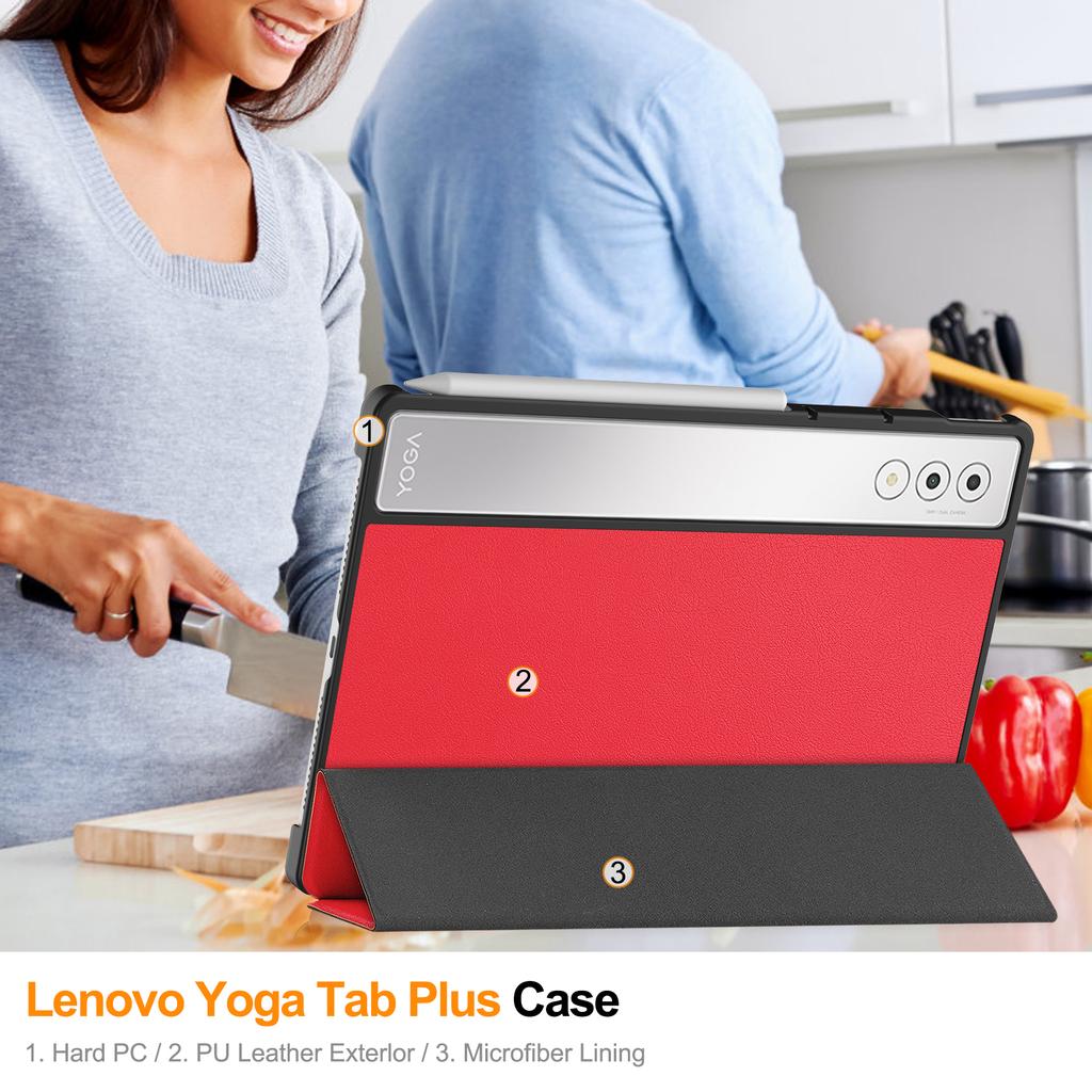 Husă din piele anti-cădere pentru Lenovo Yoga Tab Plus, cu suport, pentru tabletă