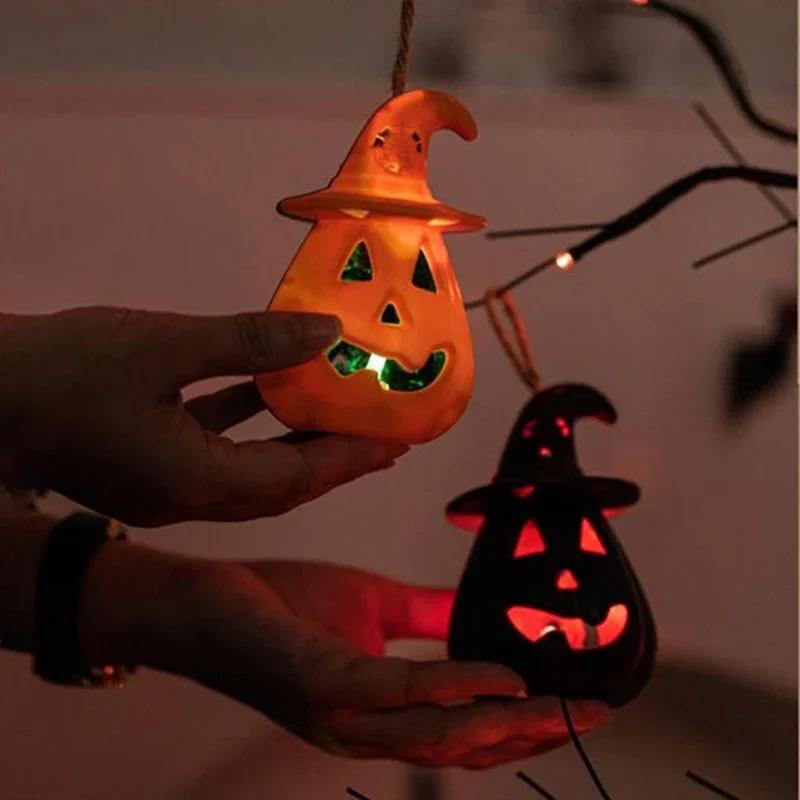 Side Pumpkin Skull Night Light Lamp Double Changing LED Night Light Room Decor Table Desk Lamps Halloween Gifts for Kids Boys