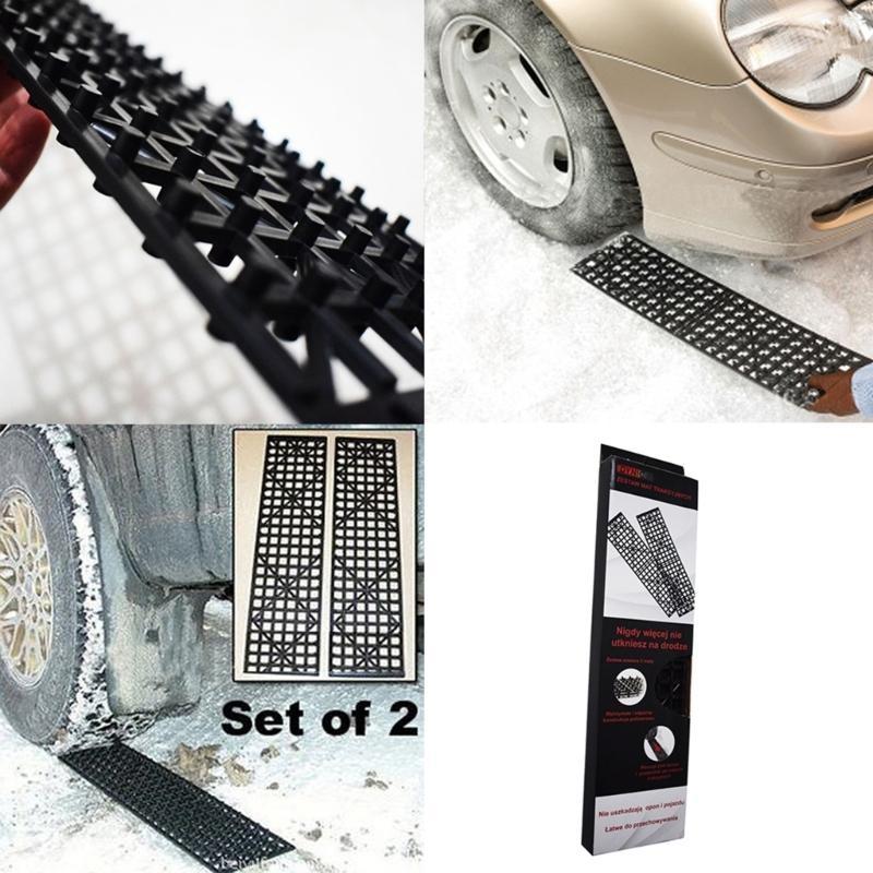 K0AF Off-Road Anti-skid Chain Traction Boards 1 Pair Recovery Track Mat for Car Truck Tire Traction Sand Mud Snow Ladder