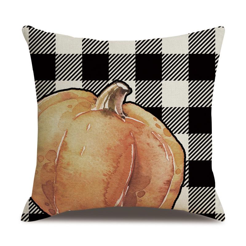 Thanksgiving Linen Pillowcase Autumn Pumpkin Print Pillow Cushion Cover
