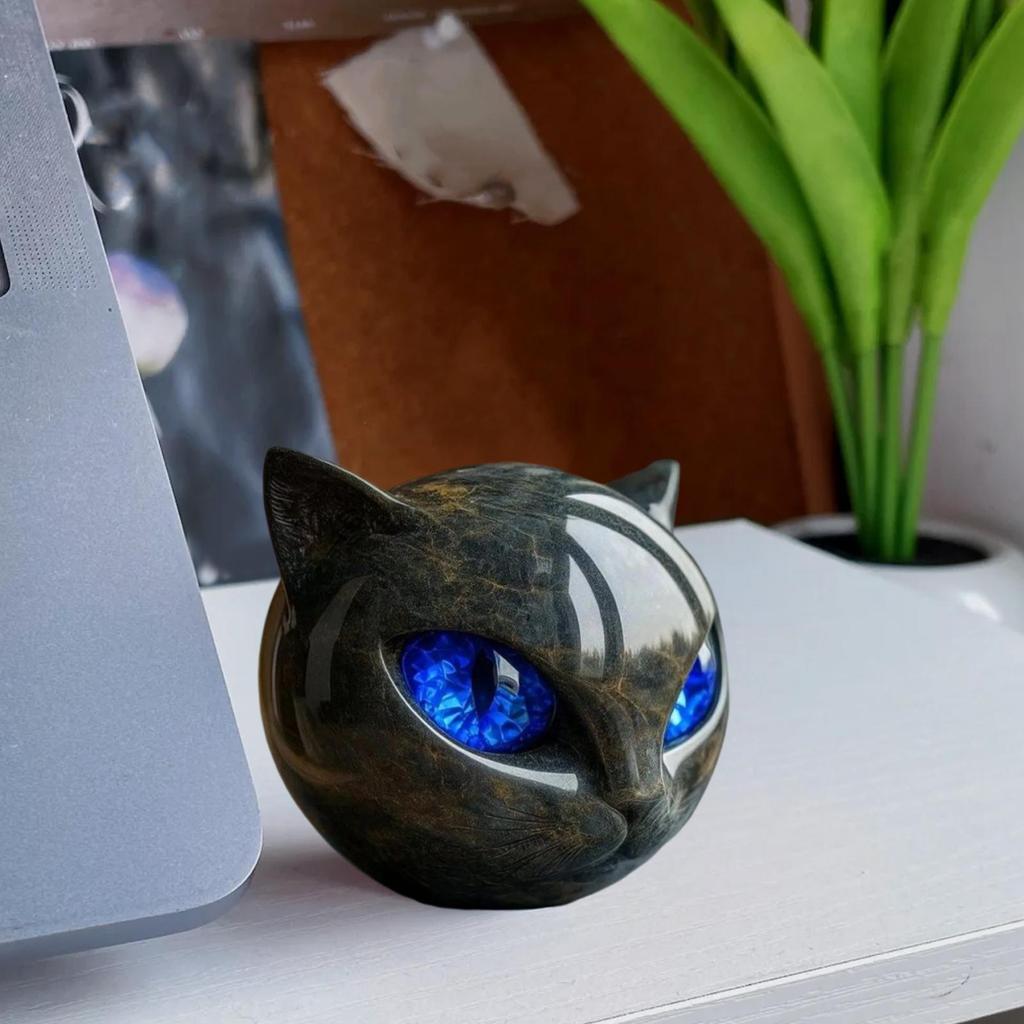 Cat Statues Black Cat Stone Sculpture Luxury Black Cat Stone Sculpture Kitten Keepsake Sculpture Halloween Desktop Decor