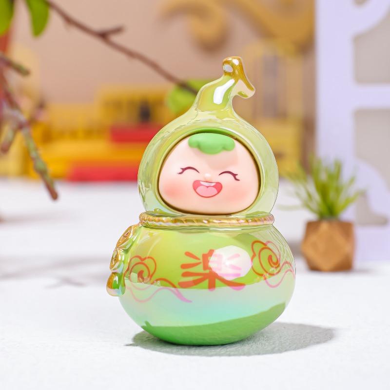 Cute Little Fuxi Gourd Figurines, Office Desk Decoration Gifts, Electroplated Dolls, Temples