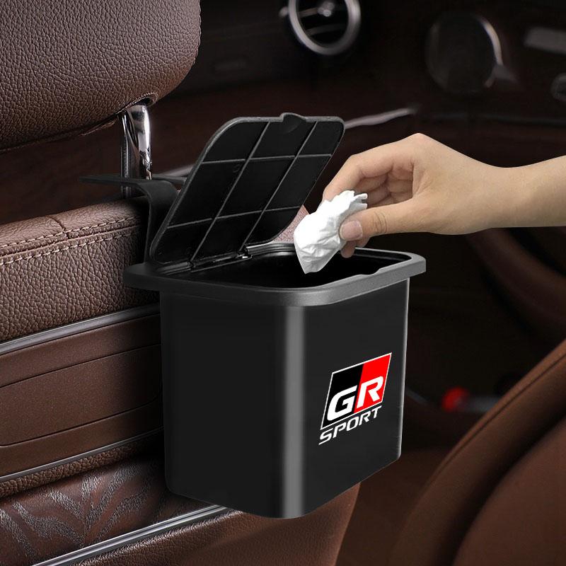 1Pcs Car Hanging Trash Bin Seat Back Storage Box Phone Holder Hook For Toyota GR Sport Gazoo Racing Yaris 86 Corolla Hilux Supra