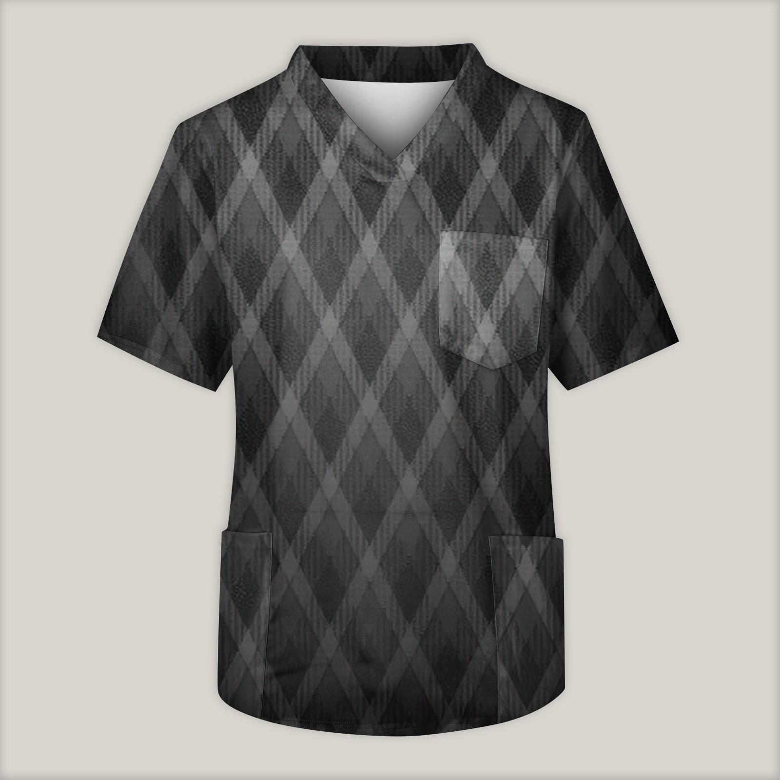 

Мужская рабочая блузка с короткими рукавами и v-образным вырезом с принтом, топ с нагрудным карманом XL