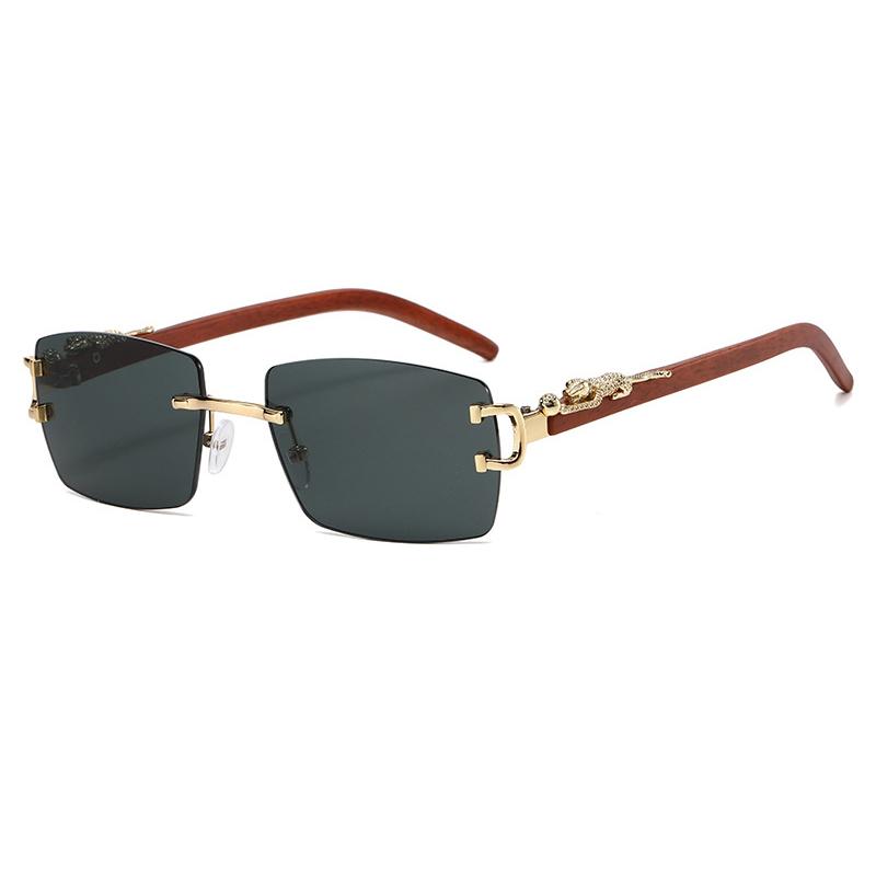 Obdélníkové sluneční brýle bez obrouček Módní Vintage Gradientní Oceánové čočky Dámské sluneční brýle Trendy Luxusní Značkový Design Odstíny