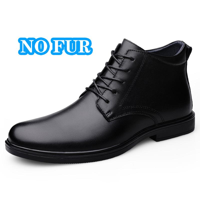 Fashion Genuine Leather Men's Boots Casual High Top Shoes Classic Male Motorcycle Boots Leisure Walk Botas Comfy Business Walking Shoes