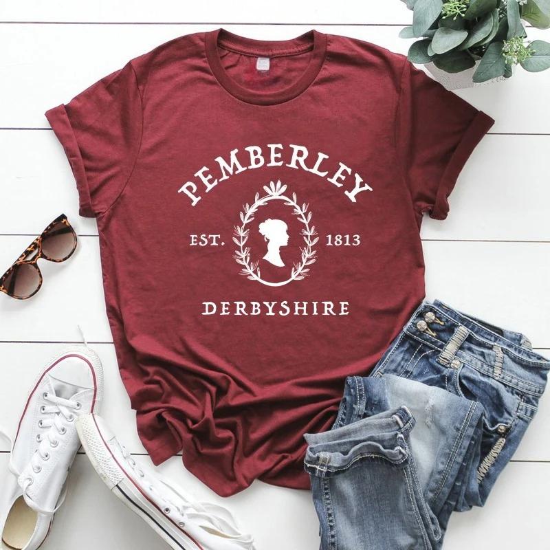 Jane Austen Shirt Pride and Prejudice T-Shirt Pemberley Shirts Book Lover Tees Vintage Feminist Tops