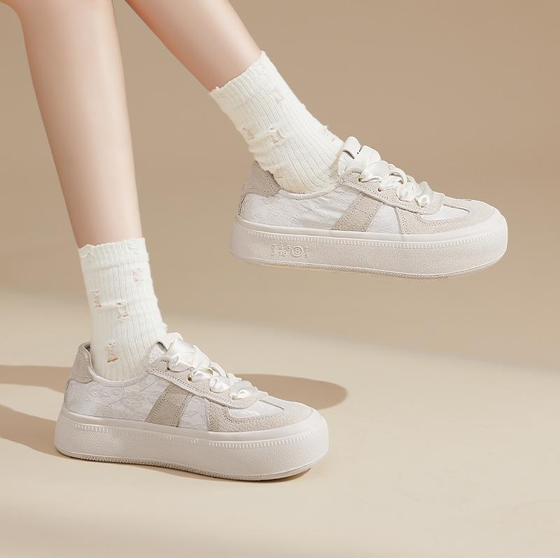 Augustus Dengde Training Shoes Women's 2025 Summer New Thin Casual Sports Board Shoes New Chinese Satin White Shoes