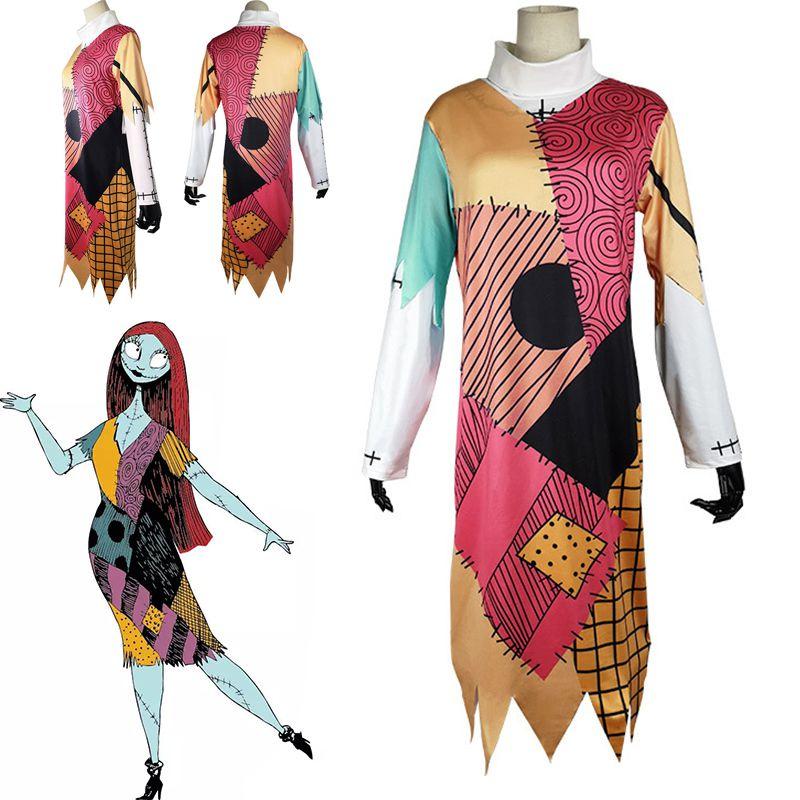 Womens Nightmare Before Christmas Sally Costume Featuring High-quality Soft Material And Stunning Design For Halloween Parties