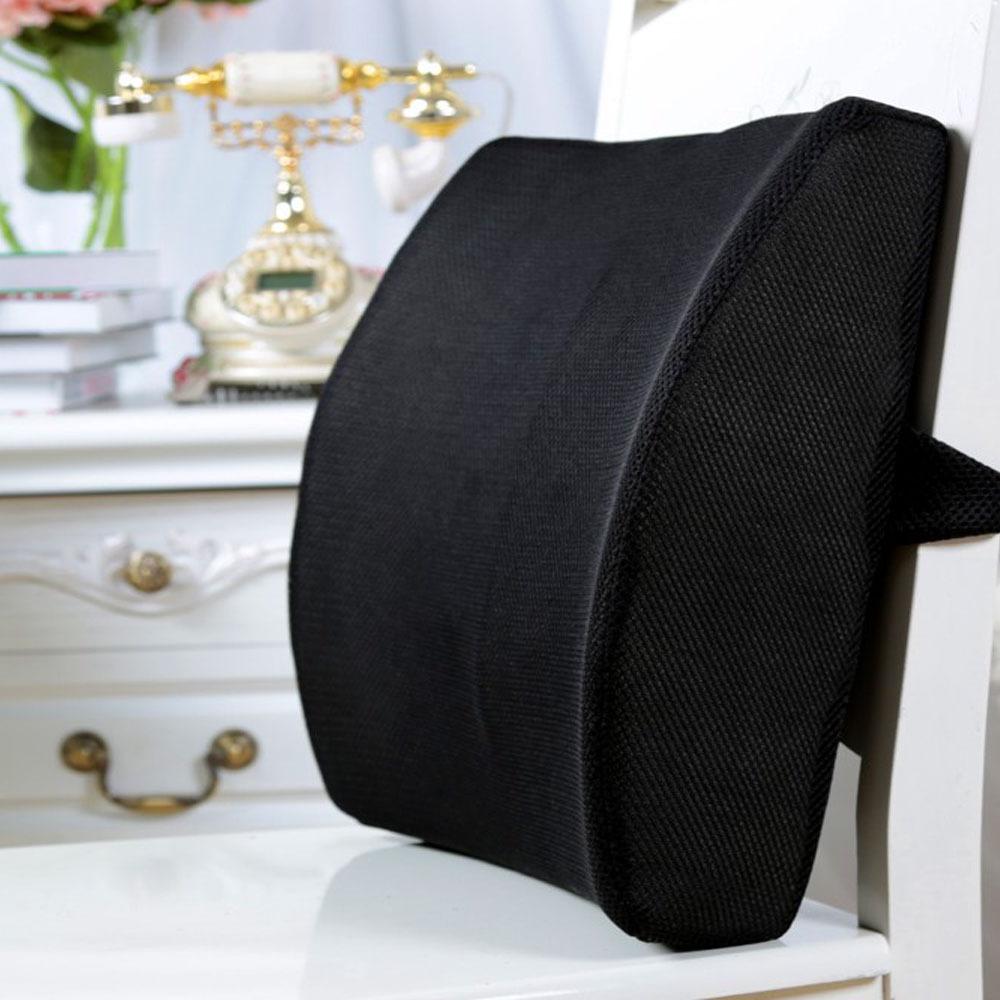 Black Memory Foam Lumbar Support Pillow for Office and Car