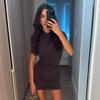 Women Ruched Bodycon Dress Wrap Crossover Neck Short Sleeve Mini Dress Sexy Slim Fit Pencil Dress Solid Color Party Clubwear Night Out Dress
