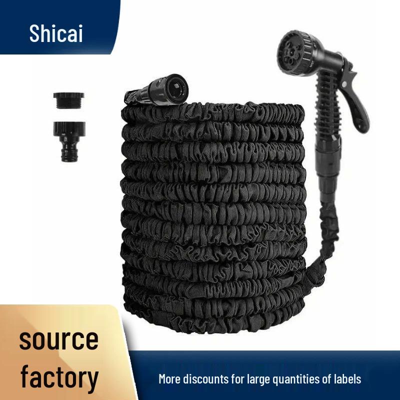 Expandable 3x High-Pressure Garden Hose with Water Gun, Ideal for Car Wash, Black 7 Spray Patterns*25FT(7.5m)*Black