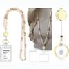1 Set Fashion Wood Beaded Lanyard with ID Holder Pink Daisy Beads ID Holder Strap with Tassel String for ID Badges Women