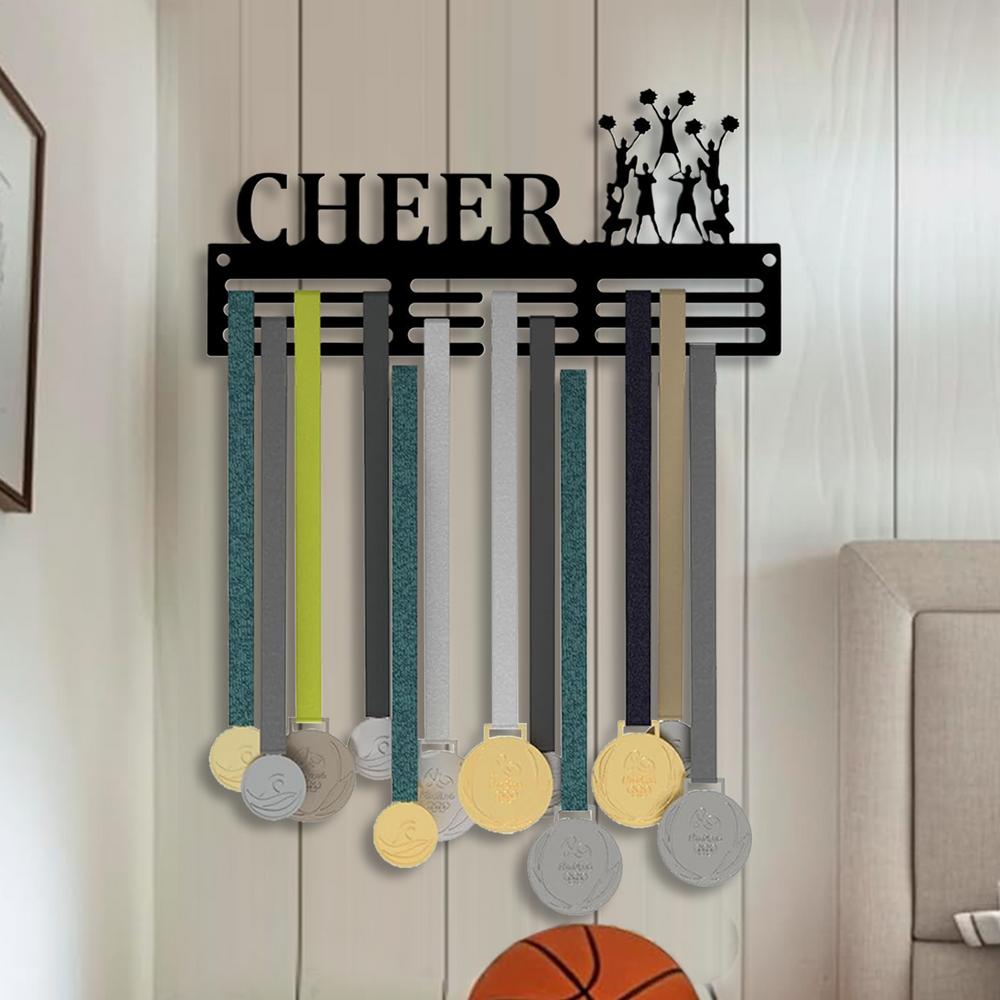 Awards Wall Hanger Cheerleading Theme Running Awards Rack Metal Multipurpose Trophy Shelf For Race Running Gymnastics Swimming
