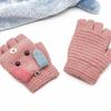 Children's Fingerless Winter Cartoon Kitten Gloves - Warm, Cute, Knitted Imitation Cashmere for Elementary Students