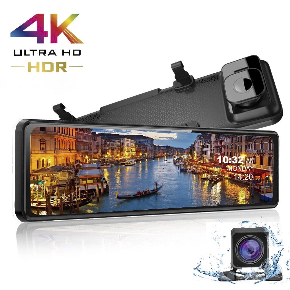 12-дюймовый видеорегистратор-зеркало заднего вида 4K+1080P с двойной записью и WIFI Front 4K + Rear 1080P + WIFI