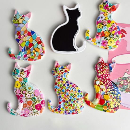 3D Sitting Cat Refrigerator Magnet Embossed Geometric Colorful Kitten Fridge Magnet Home Kitchen Cabinet Locker Whiteboard Decoration