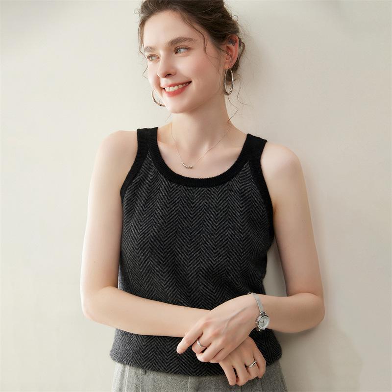 Cashmere Round Neck Camisole Knit Vest - Autumn/Winter Loose Fit Pullover
