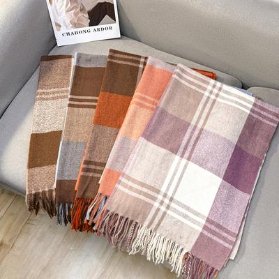 Autumn And Winter New Scarf Women'S Thickened Imitation Cashmere Versatile Student Friendly Shawl Long Checkered Scarf