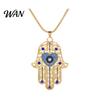 Scratch Resistant Necklace Devil Eye Vintage Chain with Hamsa Hand Pendant Rhinestone Palm Jewelry Gifts for Women Wife Girlfriend Anti-Oxidation