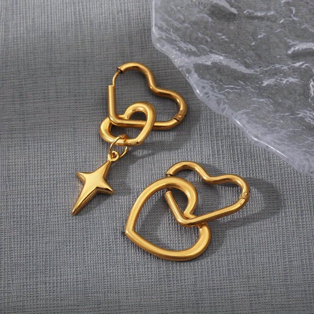 1 Pair of Creative Heart Quadrangle Irregular Ladies Hanging Ear Daily Party Jewelry