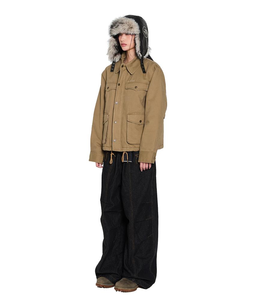 Aakam 4-Pocket Collar Work Jacket (Beige)