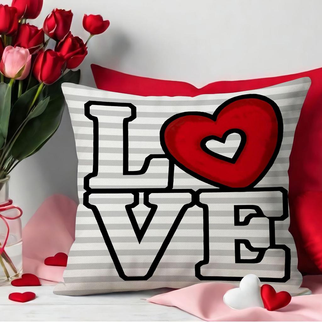 Pillow Valentine's Day Pillow Cover Red Love Bedside Pillow Sofa Cushion Cover