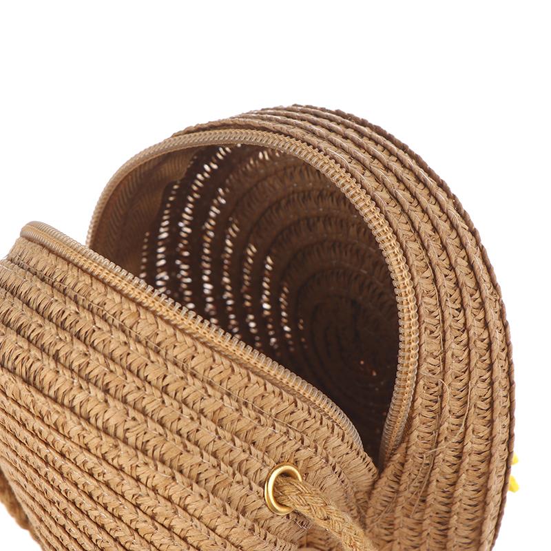 Children Flower Girl Straw Bag Crossbody Bag Handmade Woven Messenger Bag Straw Handbag Shoulder Bag Summer Kids Coin Purse