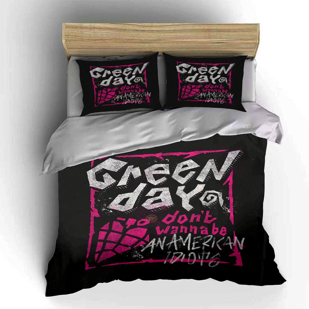 Green Day American Idiots Set Bedding Duvet Cover Set Duvet Cover Pillowcases  (1*Duvet Cover 2*Pillowcases, without duvet insert)