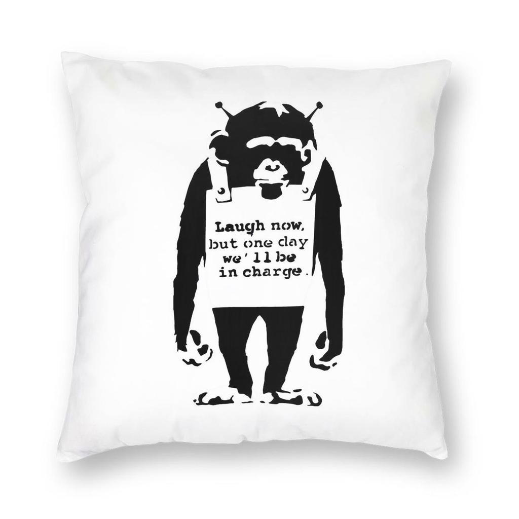 Banksy Monkey Well Be In Charge Square Pillowcase Polyester Linen Velvet Printed Zip Decor Home Cushion Cover Wholesale x