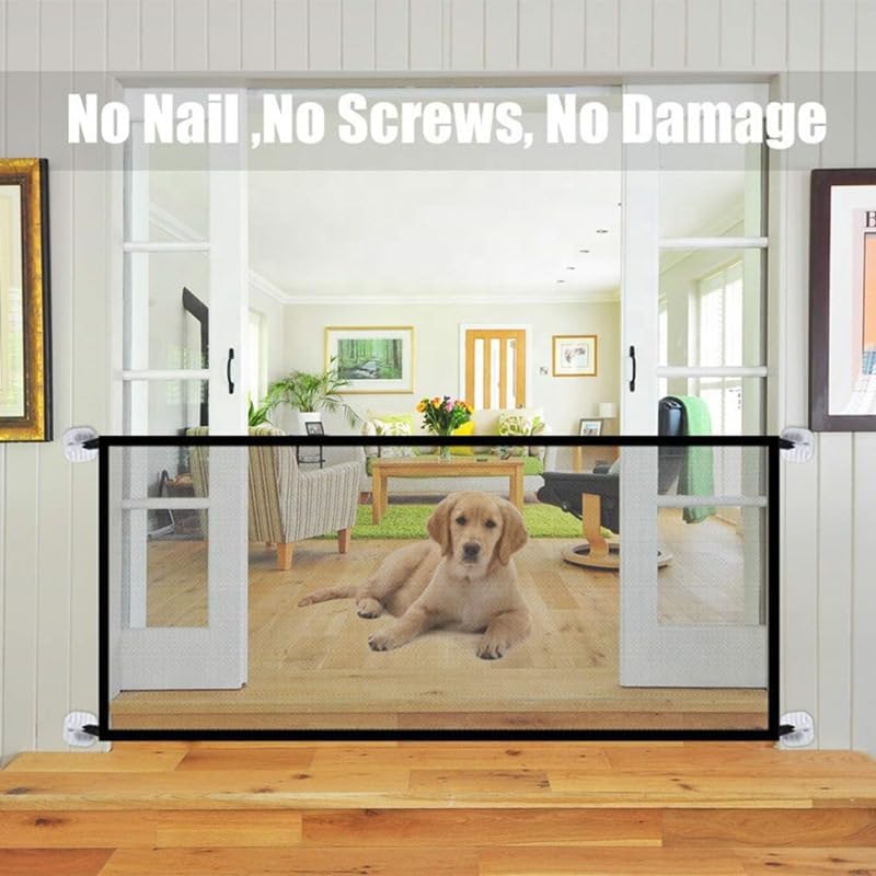 Foldable Mesh Dog Gate Indoor No Drill Pet Gates Portable Puppy Guard Isolation Fence Pet Screen Door for Doorways, Stairs, Hallways 71" X 31.5" 4