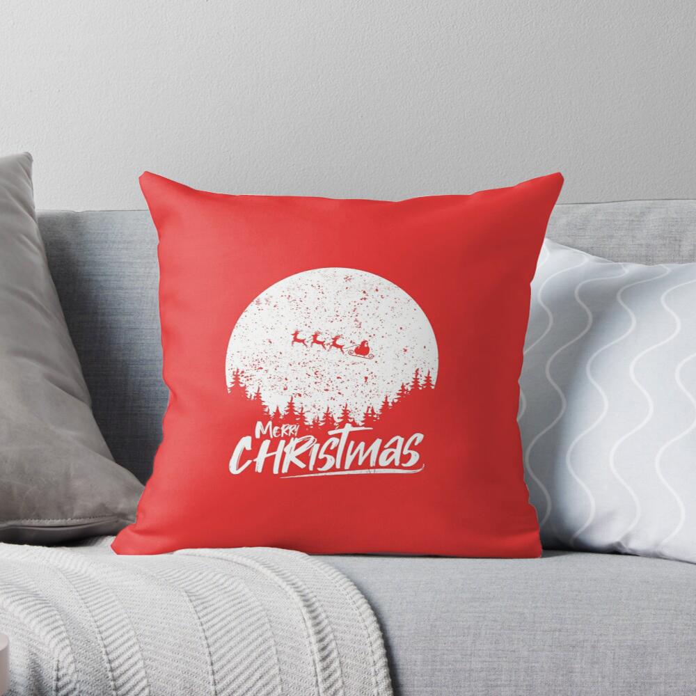Christmas Theme Decorative Print Pattern Cushion Cover Home Living Room Sofa Decoration Square Polyester Pillow Pillow Cover