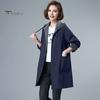 Long Length Jacket Spring Fall Women Hooded Sleeves Drawstring Plus Size Pockets Zipper Lady Closure Coat Windbreaker Mid Solid Color Big Windproof