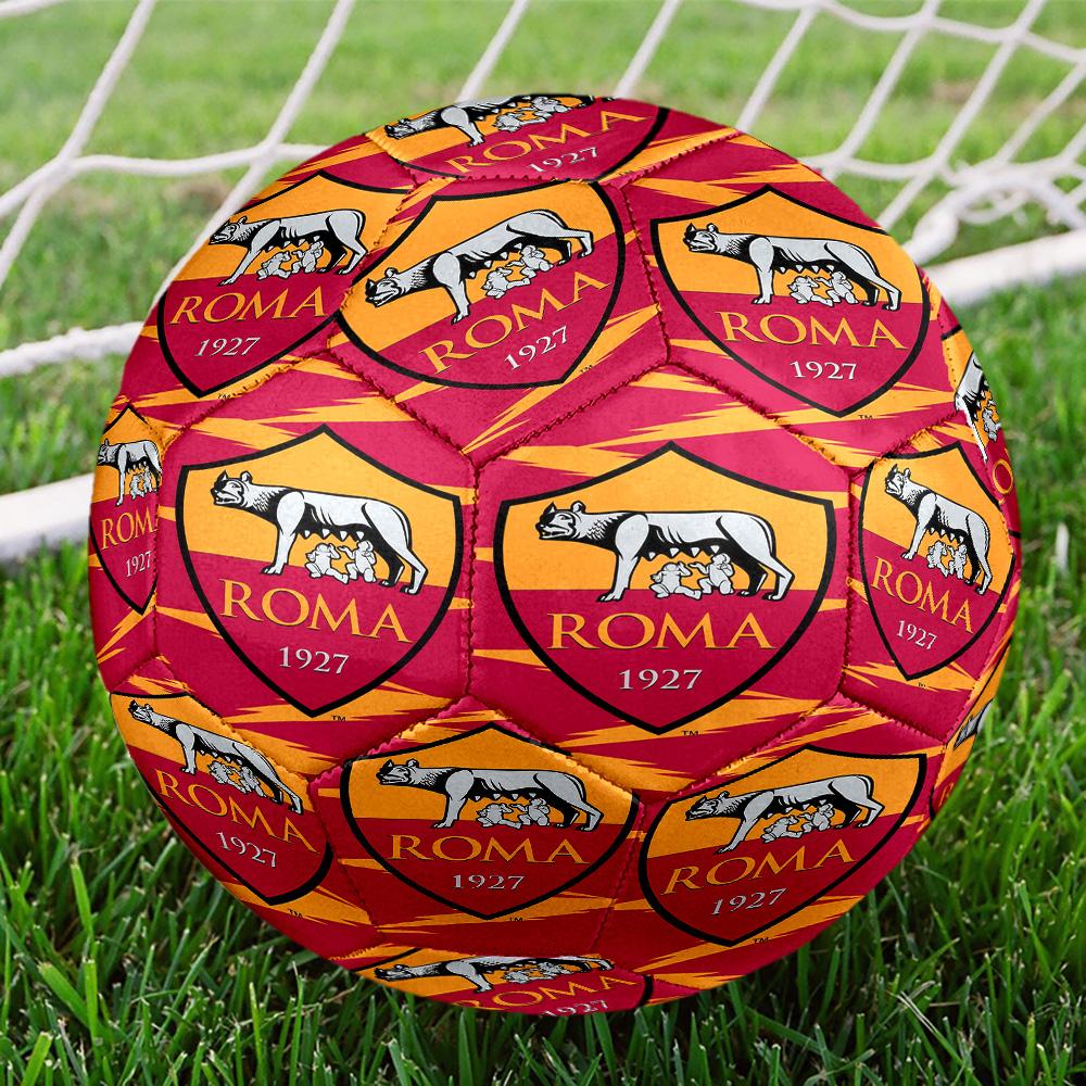 Pallone da Calcio AS Roma Indoor Misura 5 Colorato Cucito a Macchina PVC Pronto per la Competizione Resistente Alta Rimbalzabilità