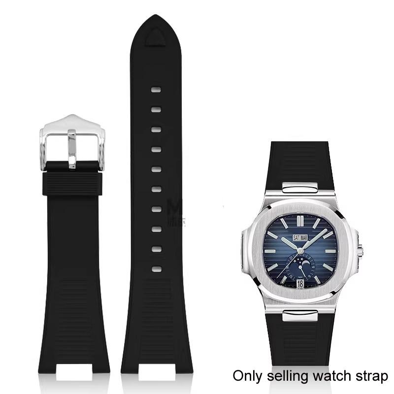 Horlogebanden en accessoires voor Patek Philippe Nautilus 5711 5712 5726 5980 vloeibare siliconen horlogeband 25mm-12mm Armband