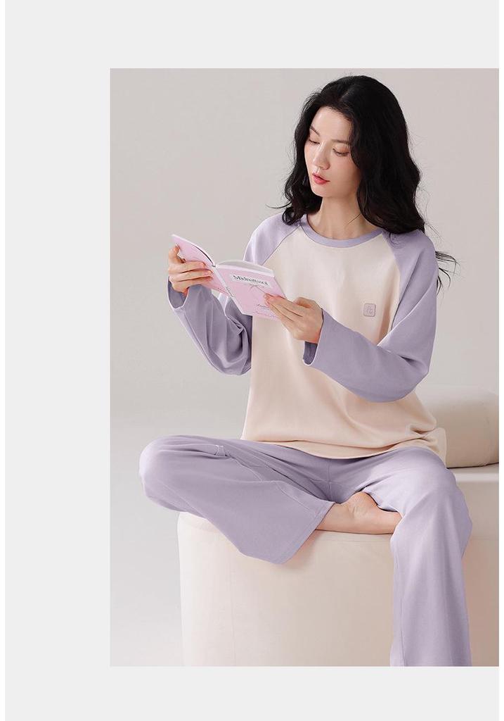 Pure Cotton Women's Long Sleeve Pajamas Set for Spring, Autumn, Winter 2026 - Solid Color Pullover for Home or Outdoors