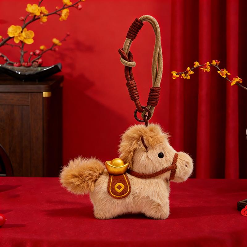 Cute Year Plush Keychain Pendant Doll Pendant Miniature Horse Figurine