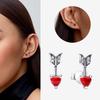 Authentic 925 Silver Cherry Blossom Bow Heart Hoop Stud Drop Earrings plata de ley Jewelry DIY Birthday Gift Original