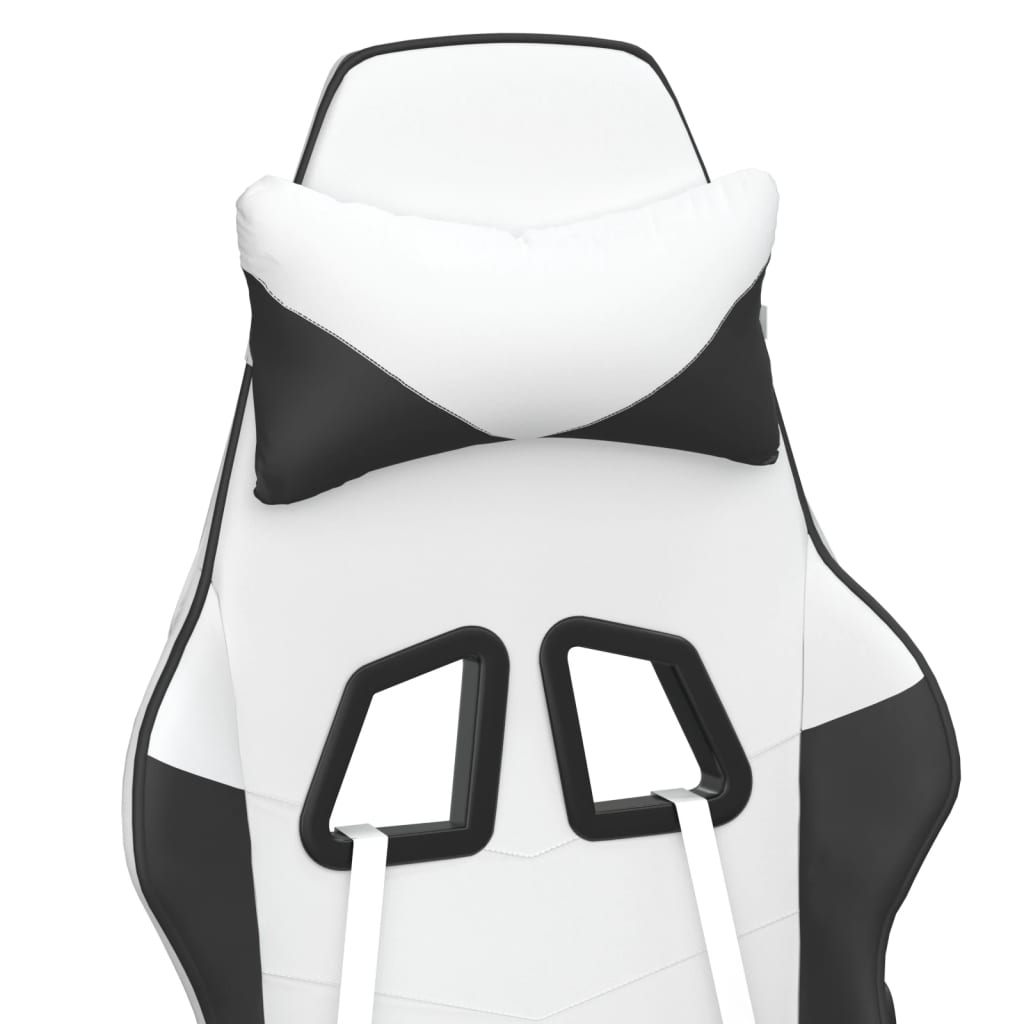 Gaming Chair with Massage Function White and Black Artificial Leather