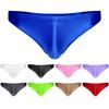 Mens Glossy Solid Color Low Rise Briefs Elastic Waistband Underwear Swimwear Stretchy Minimalist Underpants