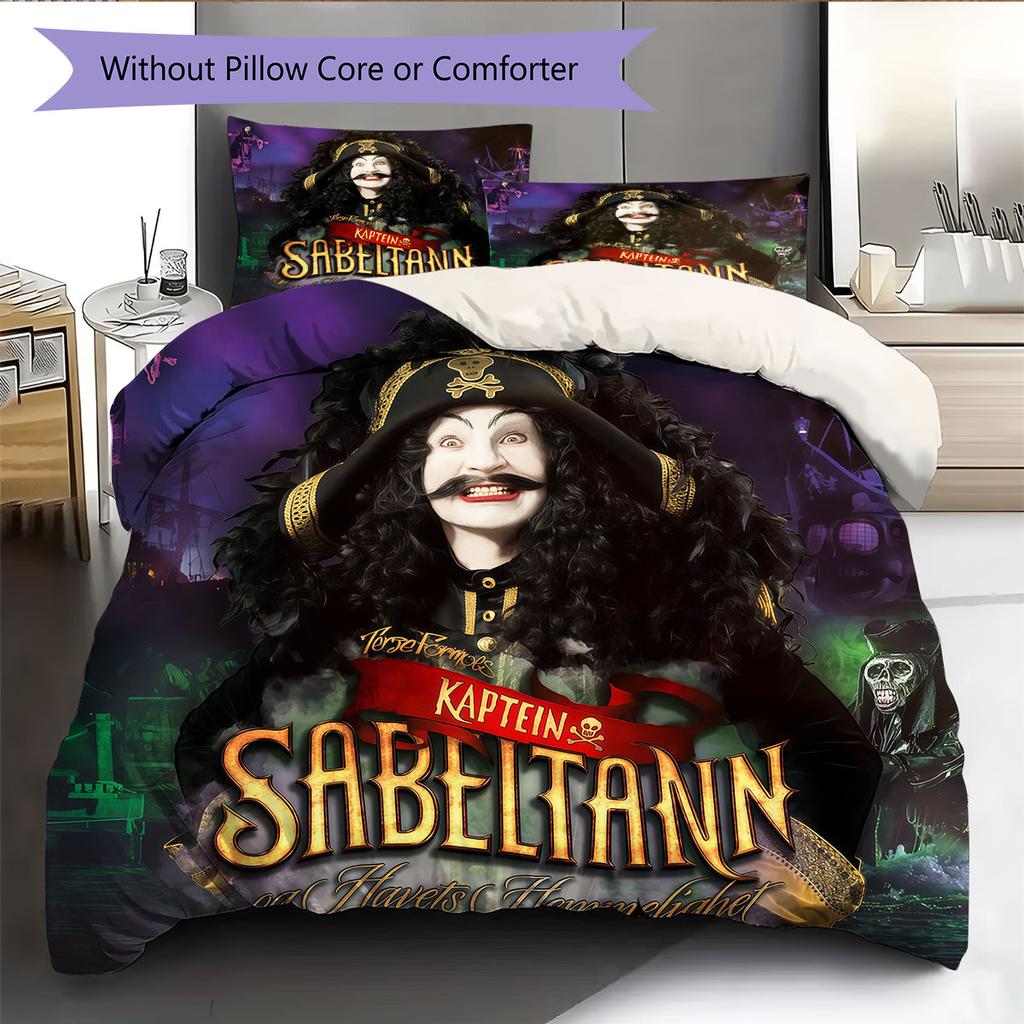 Capitán Barbanegra Juego de Ropa de Cama Colcha Funda de Colcha Funda de Almohada Decoración del Hogar Regalo de Cumpleaños (1 * funda nórdica + 2 * fundas de almohada, sin núcleo)