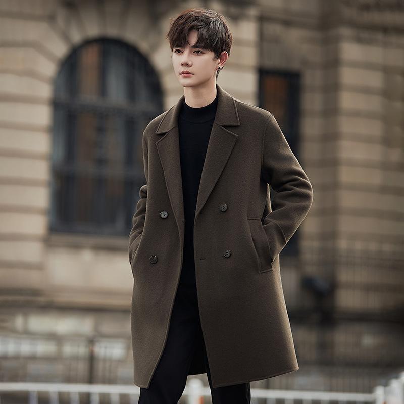 Double-sided coat men's autumn and winter double-breasted buttons medium and long clothes men's wool coat coat