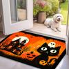 1pc Flannel Suitable for Floors Non-Slip Rug with Black Cat, Pumpkin & - Soft Machine Washable Fade-Resistant Suitable for Living Room, Bedroom, Kitch