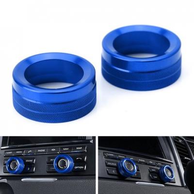 Blue Aluminum AC Climate Control and Radio Volume Knob Ring Covers For Porsche